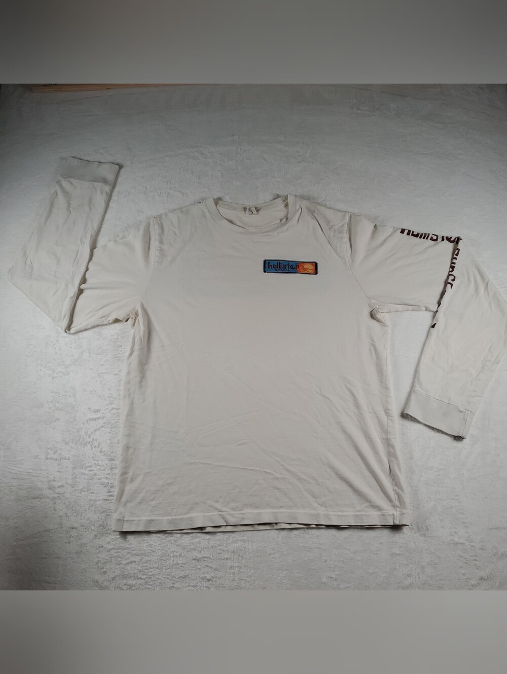 Vintage Y2k Hollister Surfboards Long Sleeve T-shirt Large THRASHED READ**